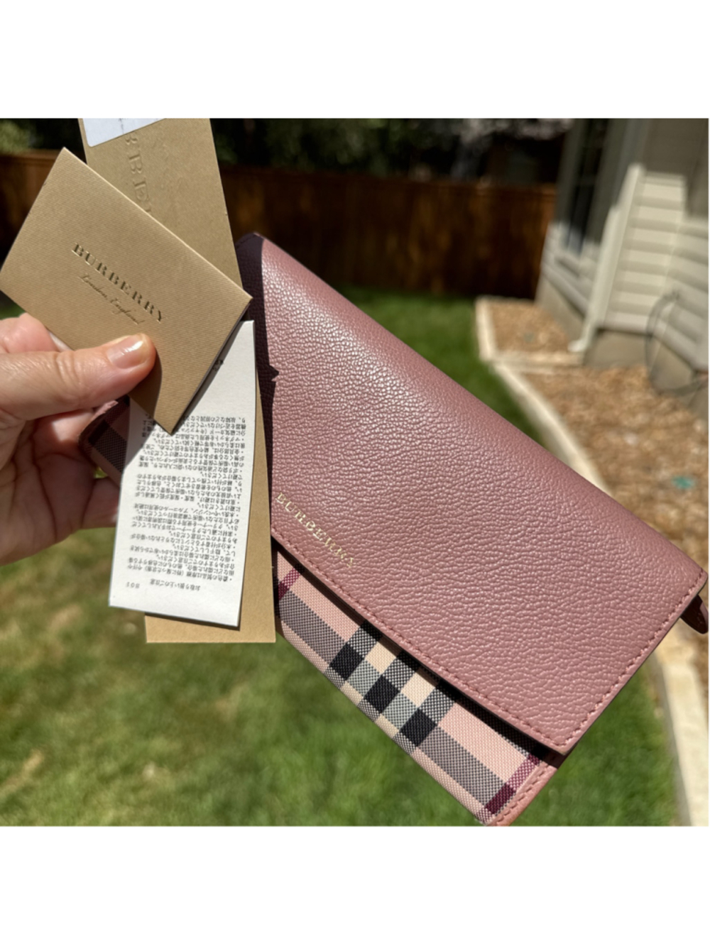 Burberry Pink long wallet with care and purchase cards